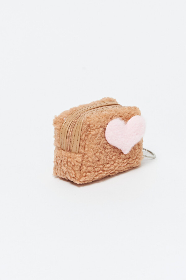 Llavero mini bag corazón Camel