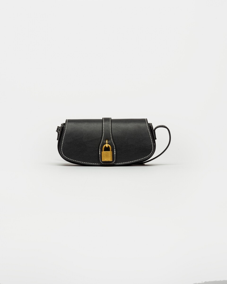 Mini Bag Celina en Efecto Cuero Liso - Negro 