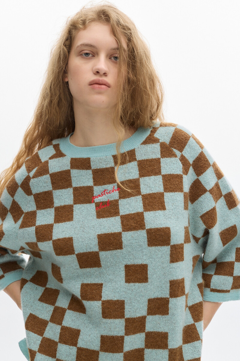 Knit T-shirt Roca Cloqué Aqua