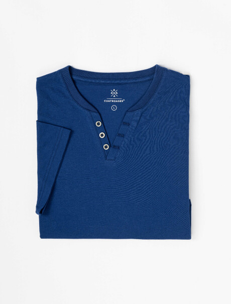 T-shirt m/c botones azul