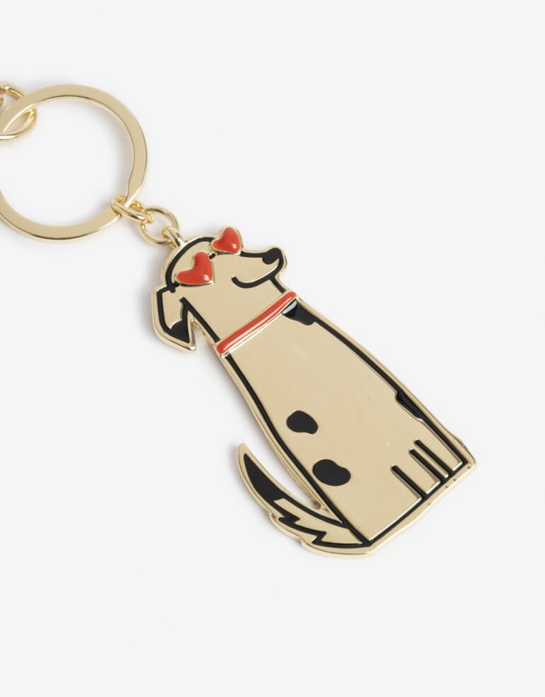 Llavero Metal Llavero Y Bag Charm De Perro Con Anteojos - Combinacion Bicolor