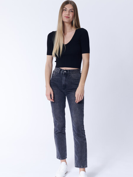 Remera Punto Rib Negro