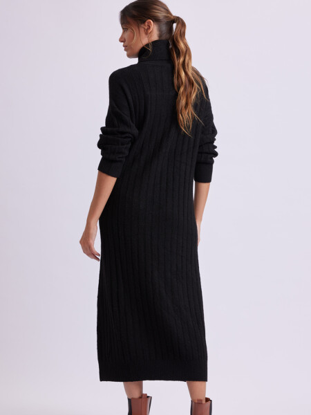 Vestido punto canalé Negro