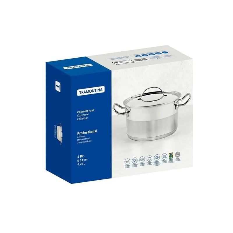 CACEROLA DE ACERO INOXIDABLE 4.7lts - TRAMONTINA - 62623/240 CACEROLA DE ACERO INOXIDABLE 4.7lts - TRAMONTINA - 62623/240