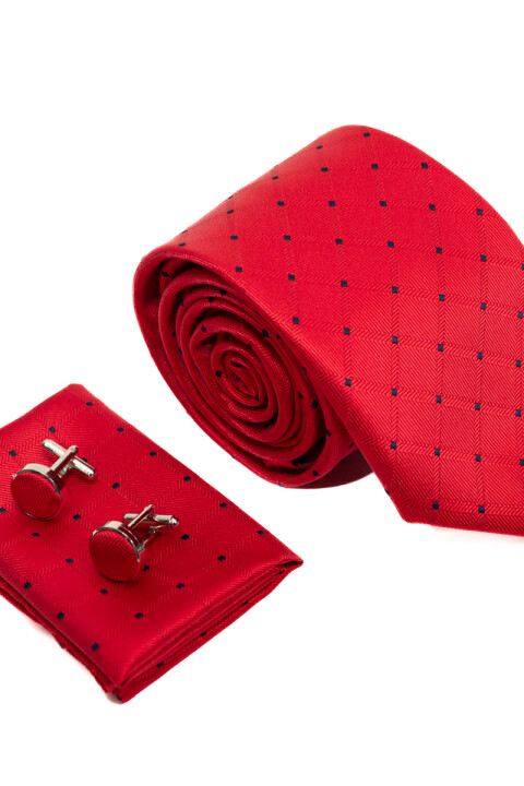Set Corbata, pañuelo y gemelos ROJO
