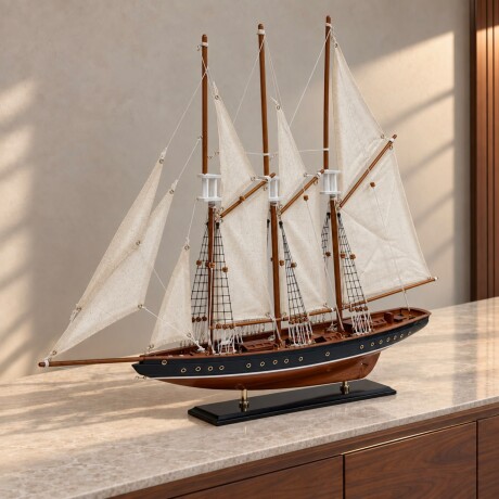 Barco Velero Decorativo de Tres Mástiles con Base Largo 72cm / Altura 62 cm Barco Velero Decorativo de Tres Mástiles con Base Largo 72cm / Altura 62 cm