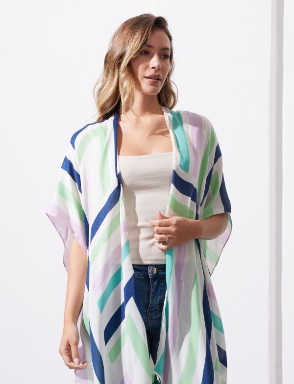 Kimono Lineas MULTI/AZUL