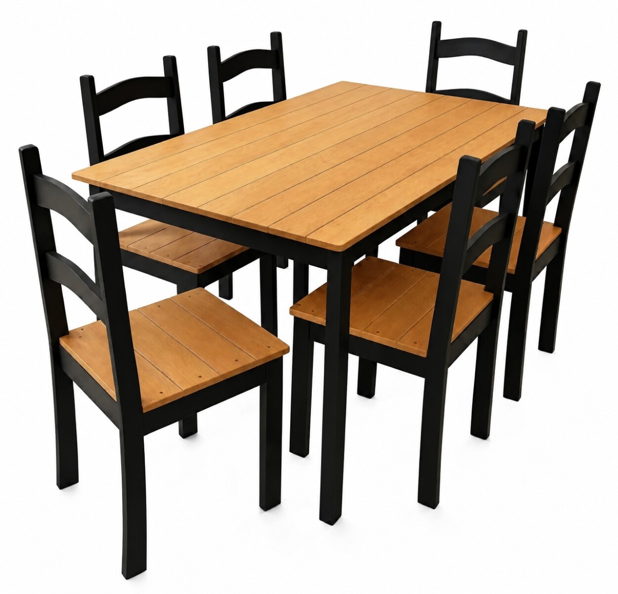 JUEGO DE COMEDOR MADERA 6 SILLAS JC2025 NEGRO 