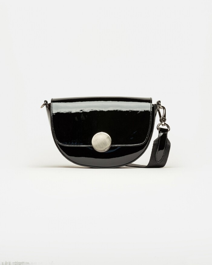 Bandolera The Circle en cuero charol Negro
