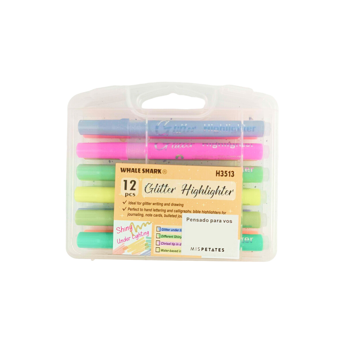 Set de 12 marcadores con glitter 
