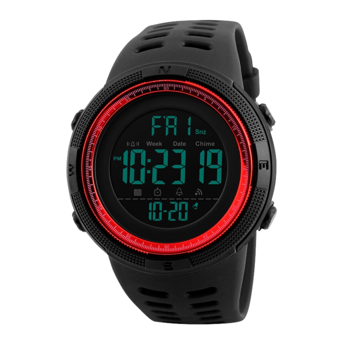Reloj Skmei 1251rd Para Hombre Color Negro Con Rojo 