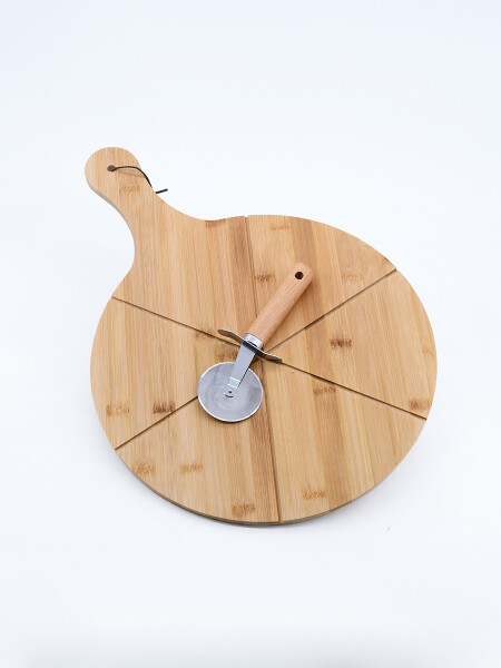TABLA DE PIZZA CON CUCHILLO MADERA