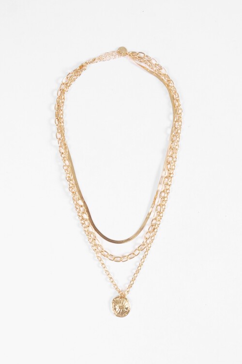 Collar triple dije racimo dorado
