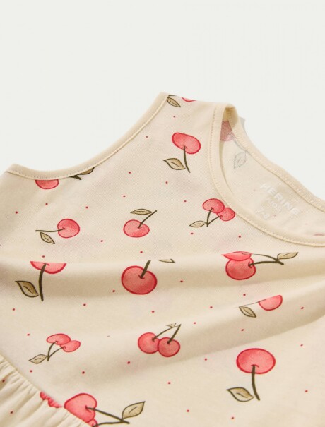 VESTIDO INFANTIL CON ESTAMPADO BEIGE