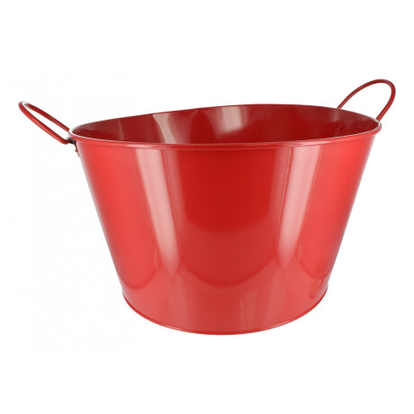 Balde de metal rojo con asas para botellas 39x30x23cm Balde de metal rojo con asas para botellas 39x30x23cm