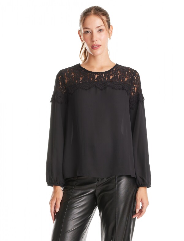 Blusa Gasa & Encaje NEGRO