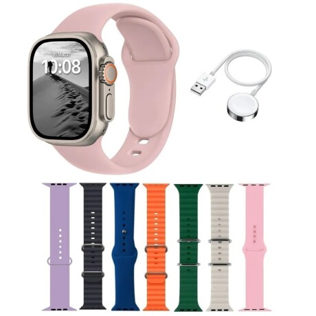 Reloj Smartwatch S10Pro 7 Pulseras Universo Binario ROSA