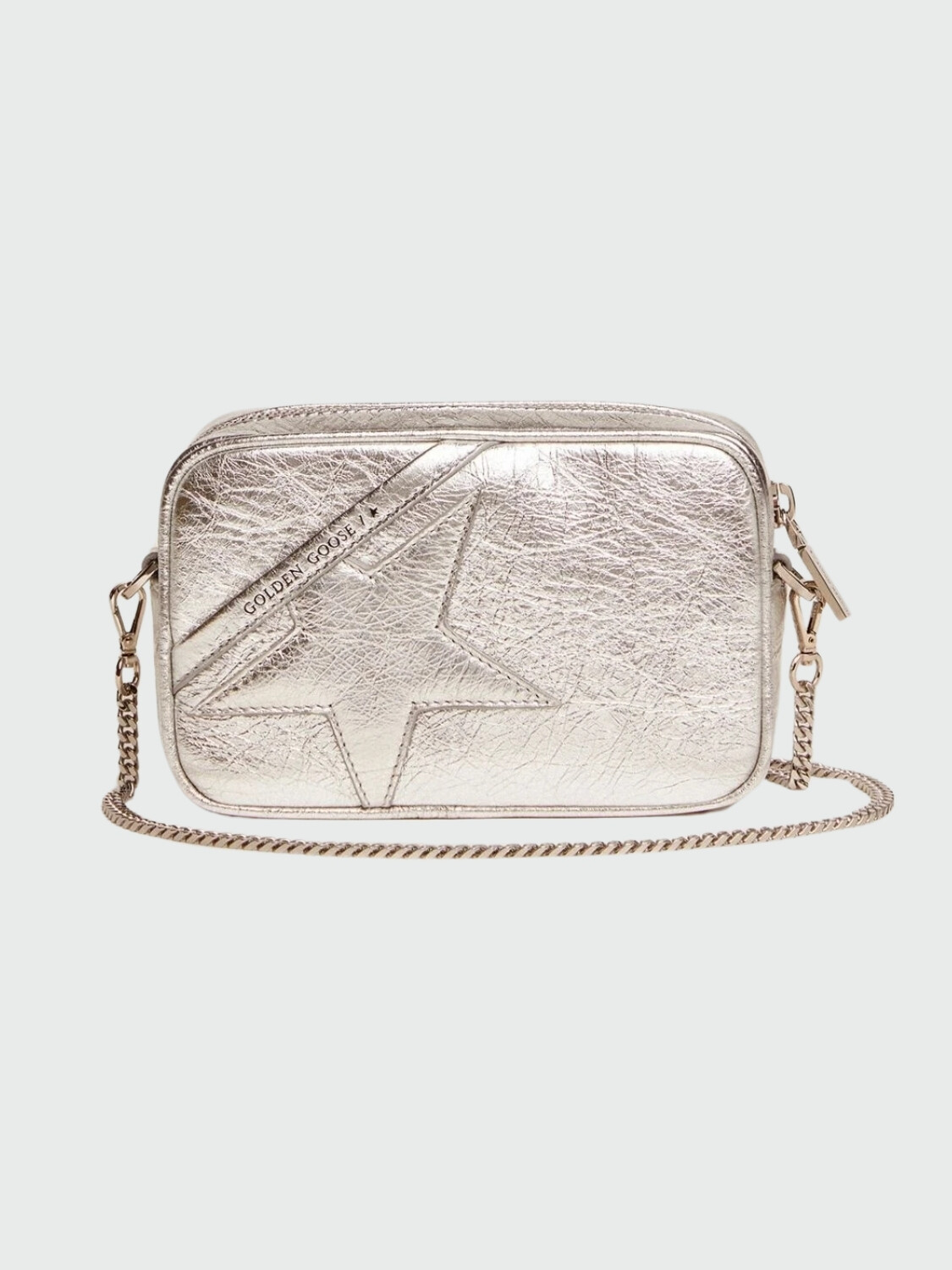 Golden Goose-Cartera de cuero, Star bag mini Plateado