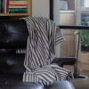 Manta para sillon y cama algodón Rayas Taupe 180 x 130 cm