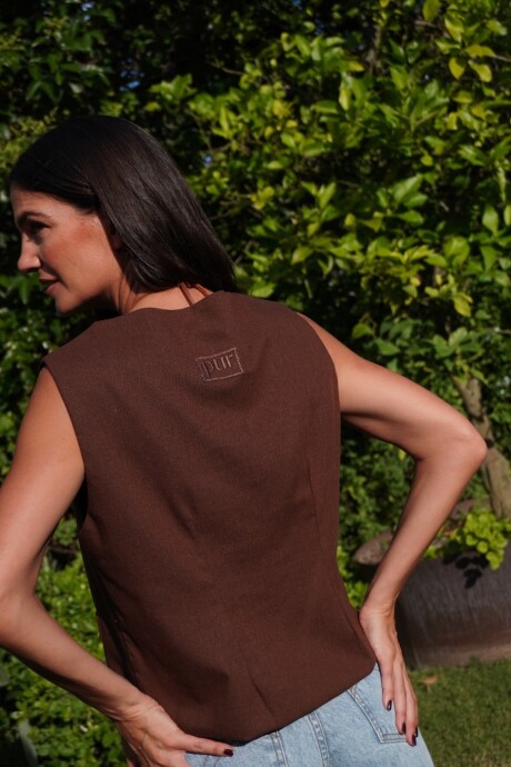 Avenue Vest Lino Chocolate