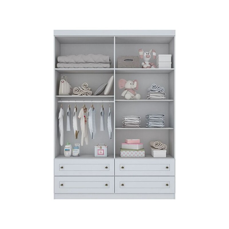 Placard Ropero 4 Puertas MDF y MDP Blanco Americano Placard Ropero 4 Puertas MDF y MDP Blanco Americano