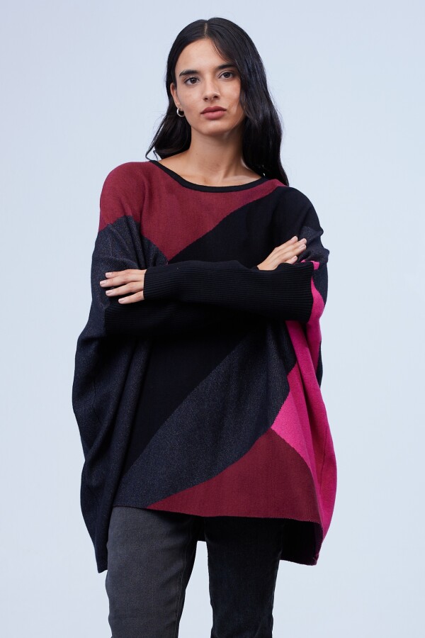 Buzo Poncho Oversize BORDEAUX/MULTI