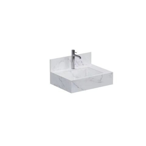 Mueble de baño suspendido de porcelanato Blanco Calacata Napoles 60 cm con bacha incorporada Mueble De Baño Suspendido De Porcelanato Blanco Calacata Napoles 60 Cm Con Bacha Incorporada