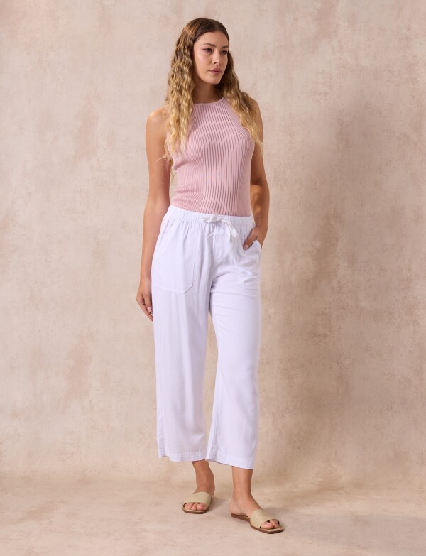 Pantalon Algodon Crop BLANCO