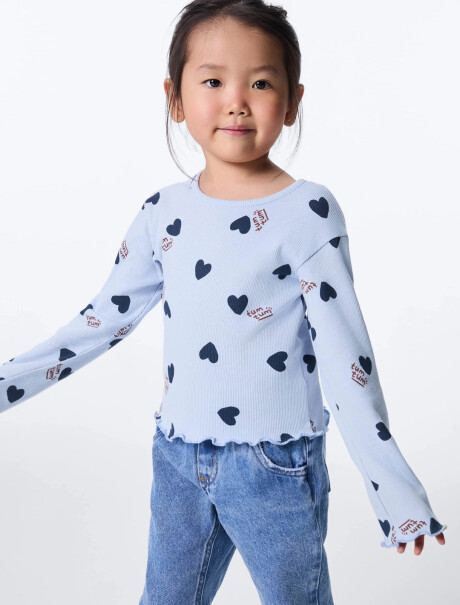 BLUSA INFANTIL ESTAMPADA CELESTE