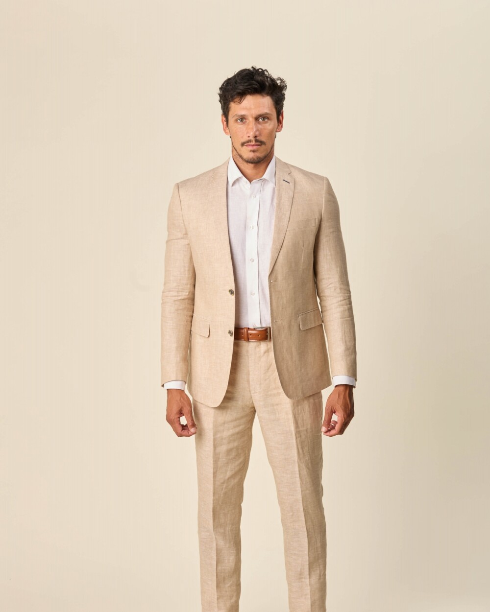 Saco Sport Lino Classic Fit Beige