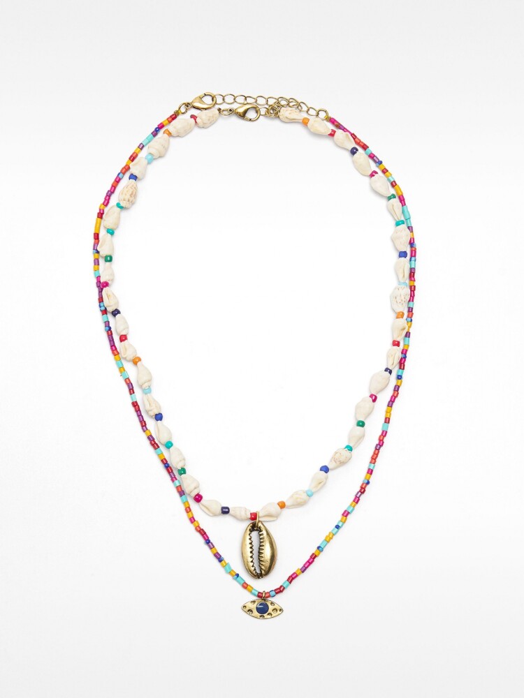 Set De Collares Con Conchas Y Cuentas Multicolor multicolor