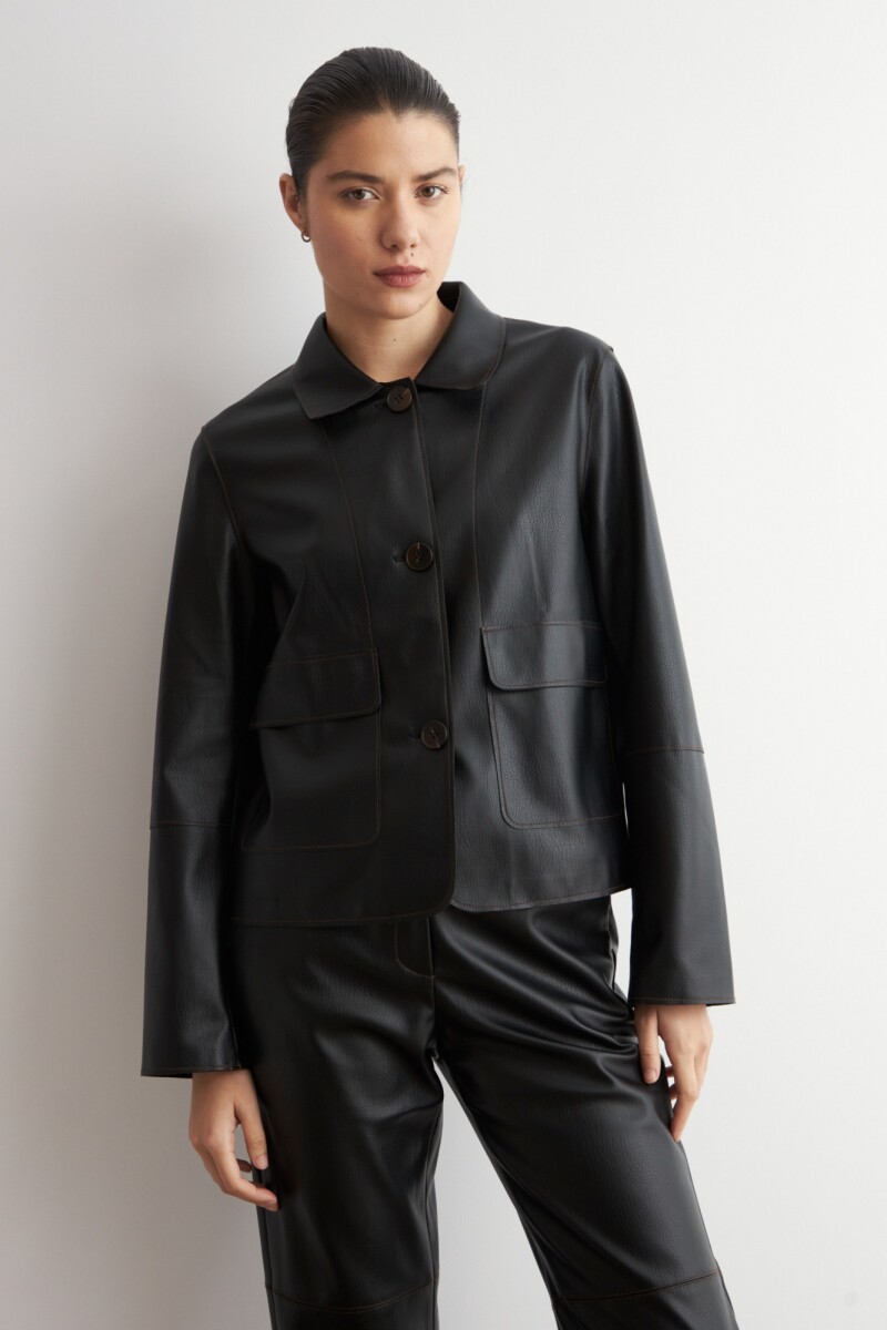 Chaqueta eco cuero negro