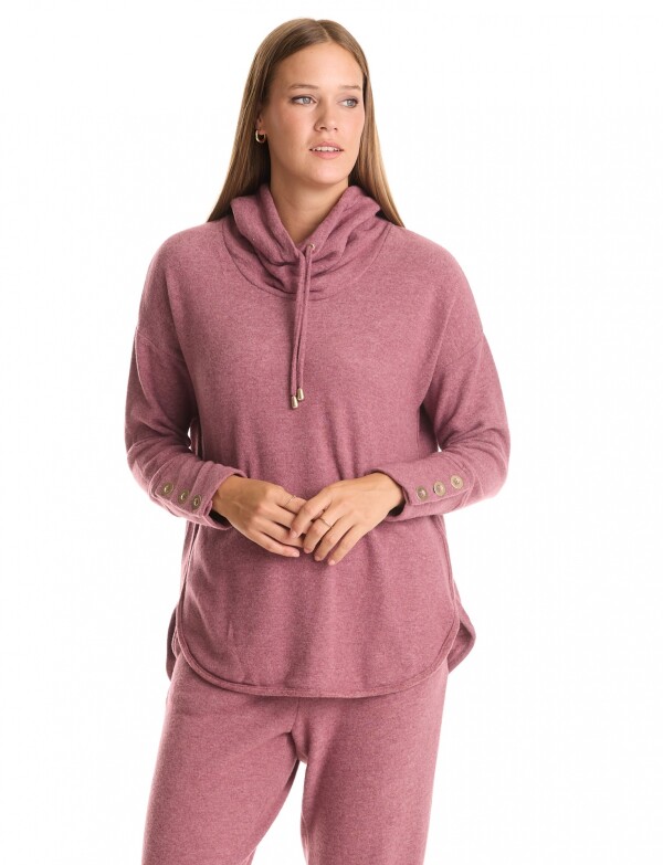 Buzo Soft Cuello Volcado ROSA OSCURO