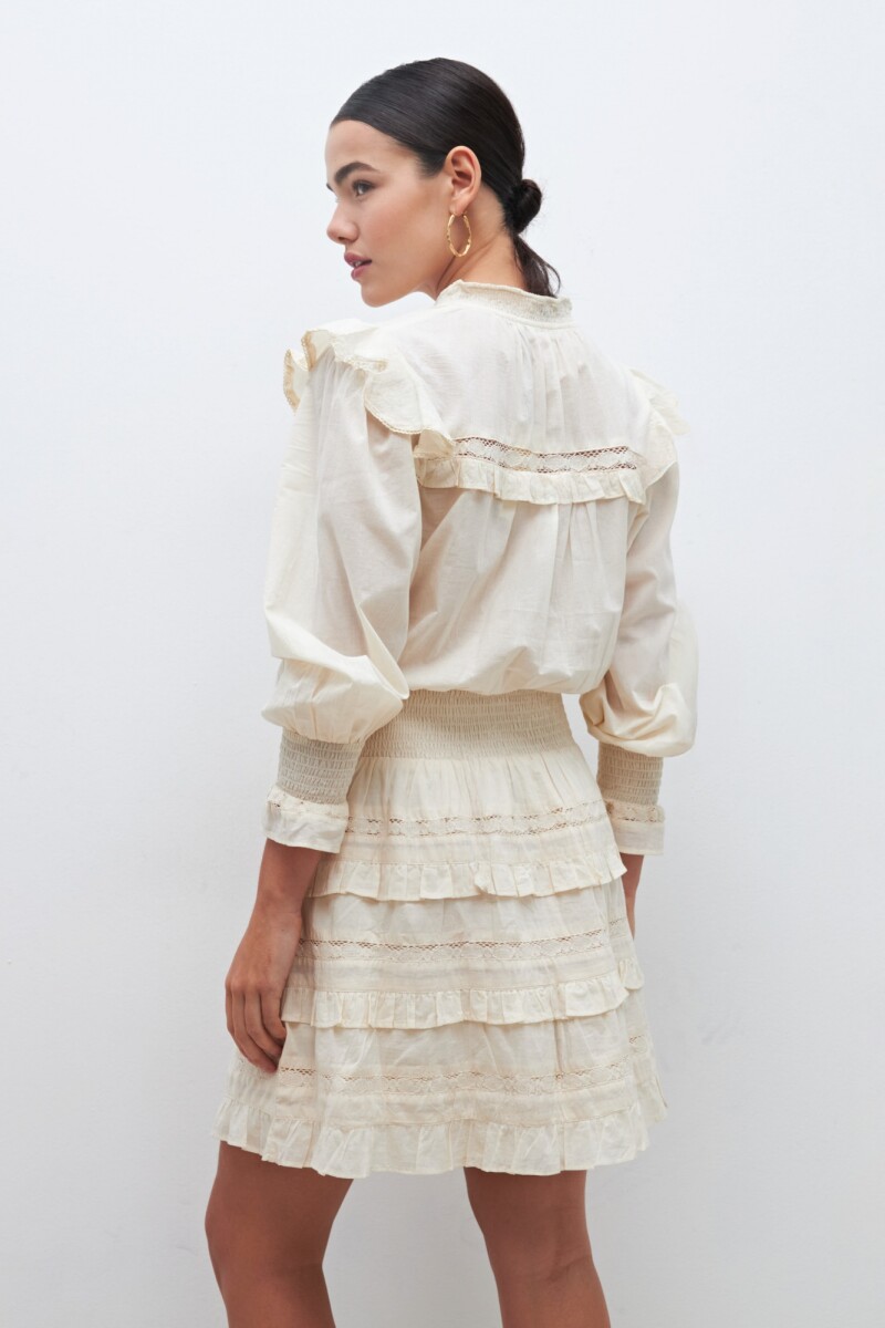 Vestido boho con volados beige