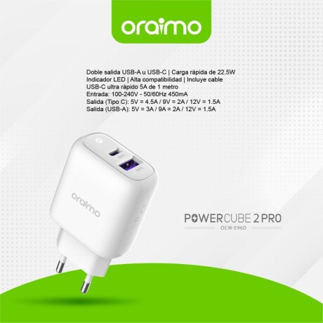 Cargador USB C Oraimo Power Cube 2 Pro V01