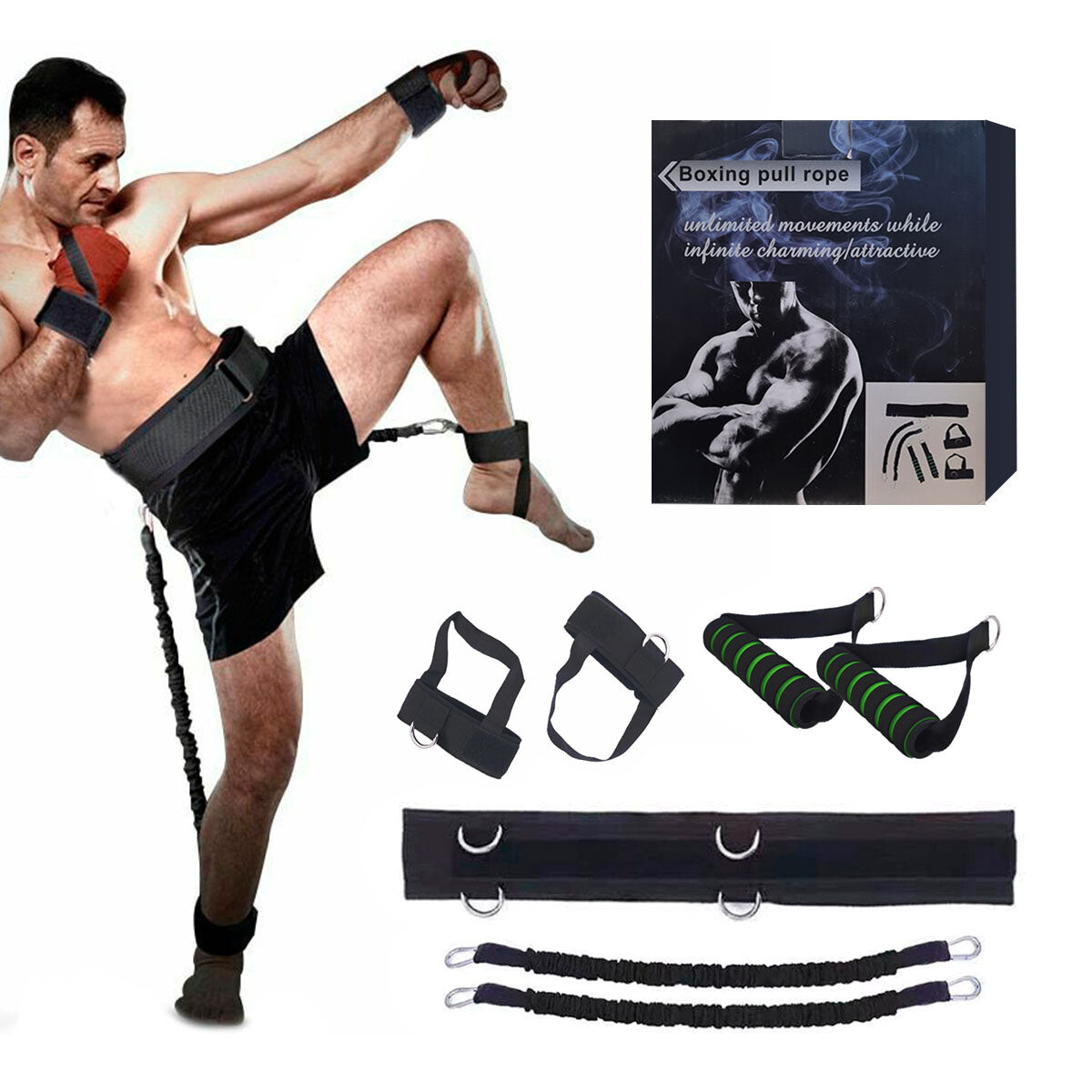 Cinturón Elástico C/ Bandas De Resistencia Box MMA 