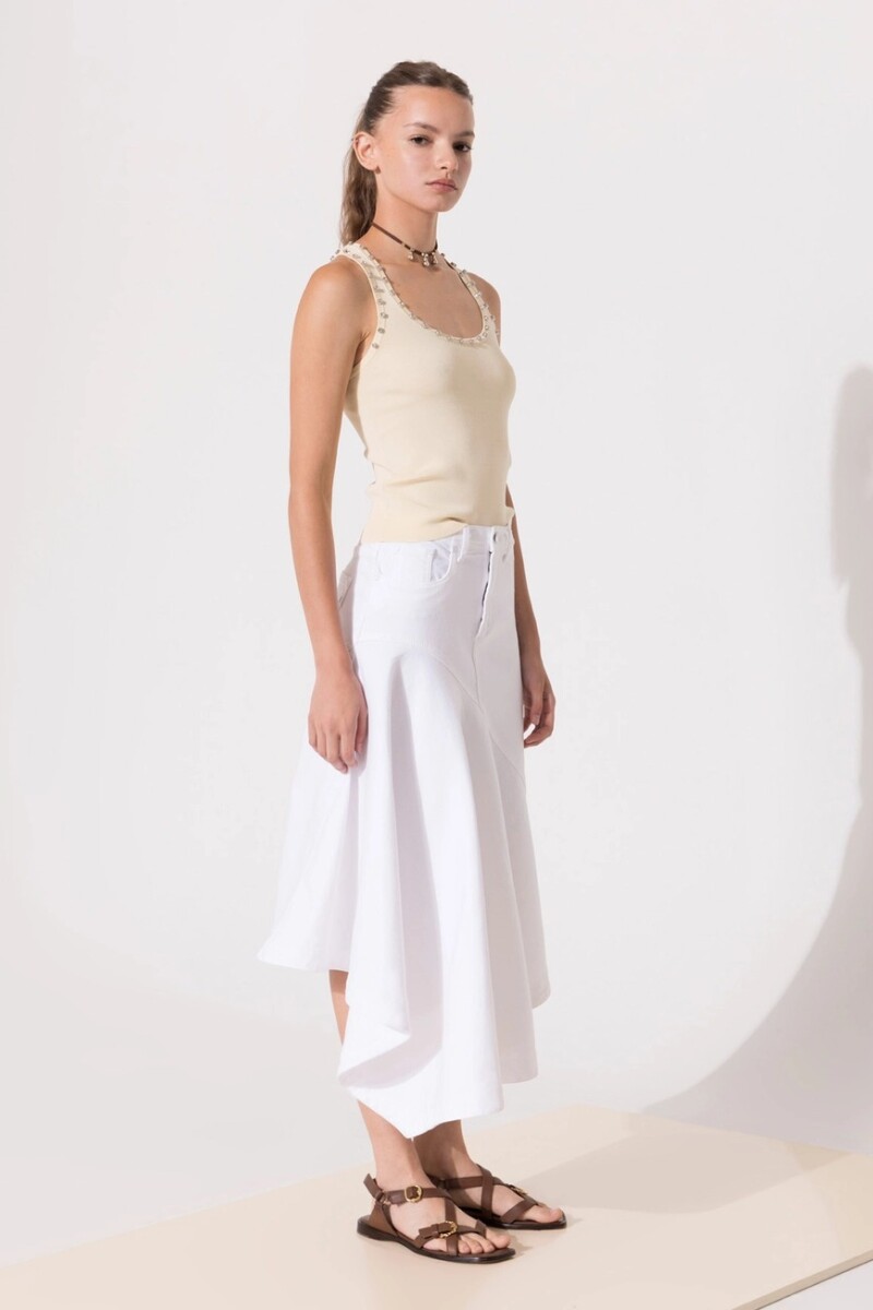 POLLERA MIDI WHITE Blanco