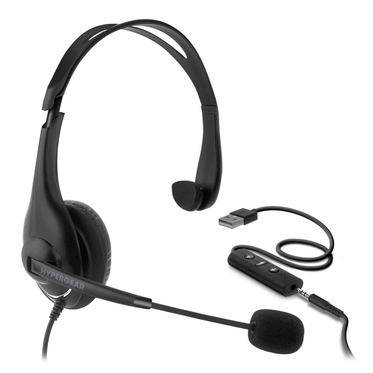 Auriculares Cableados 3,5mm Usb Hypergear V100 Office 
