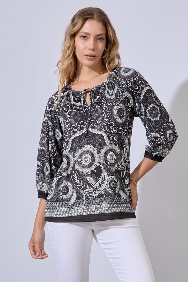 Blusa Printed NEGRO/BLANCO