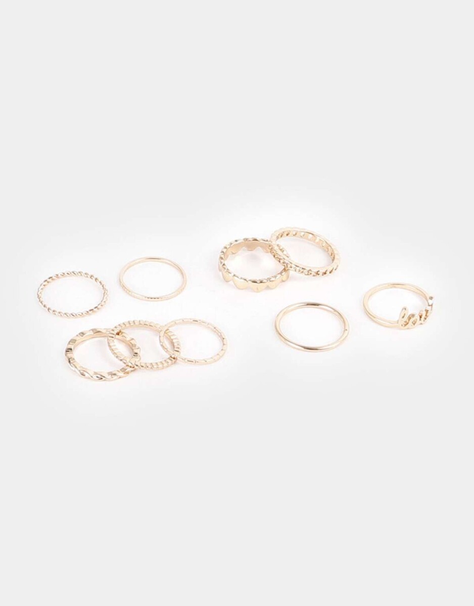 Set De Anillos Love - Dorado 