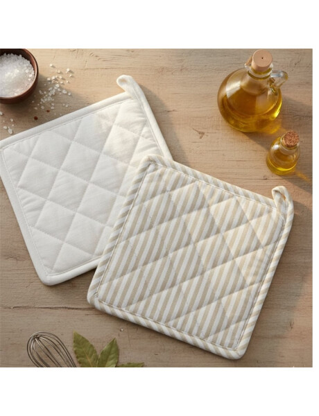 AGARRADERA ALGODÓN 20X20CM RAYAS BEIGE AGARRADERA ALGODÓN 20X20CM RAYAS BEIGE