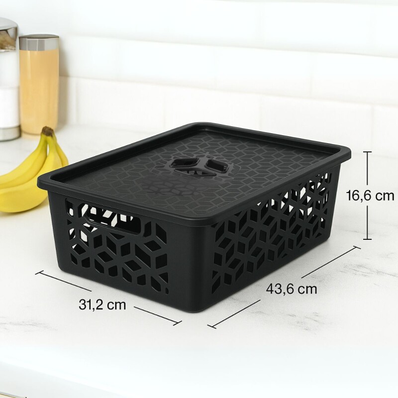 Caja organizadora con tapa G 15L NEGRO