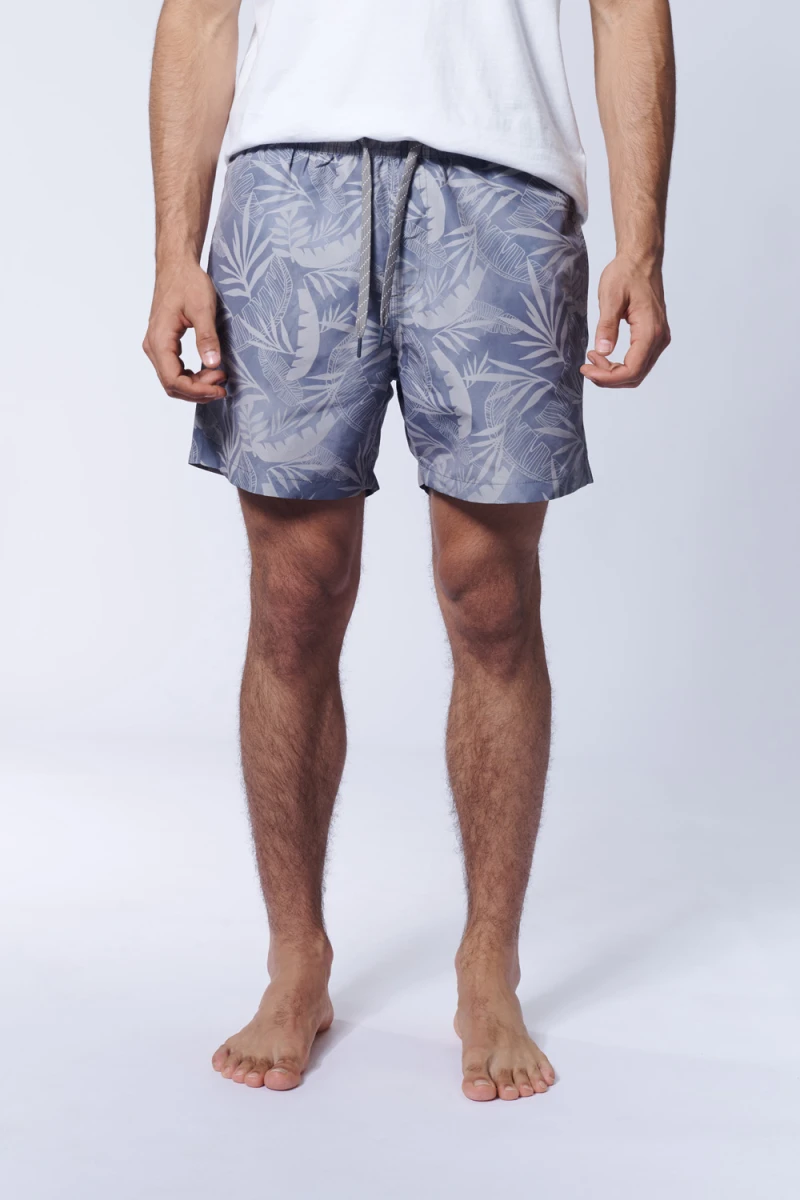 Short de baño Estampa Tropical Gris