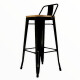 Set X4 Banquetas Tolix con respaldo y asiento con madera NEGRO MATE