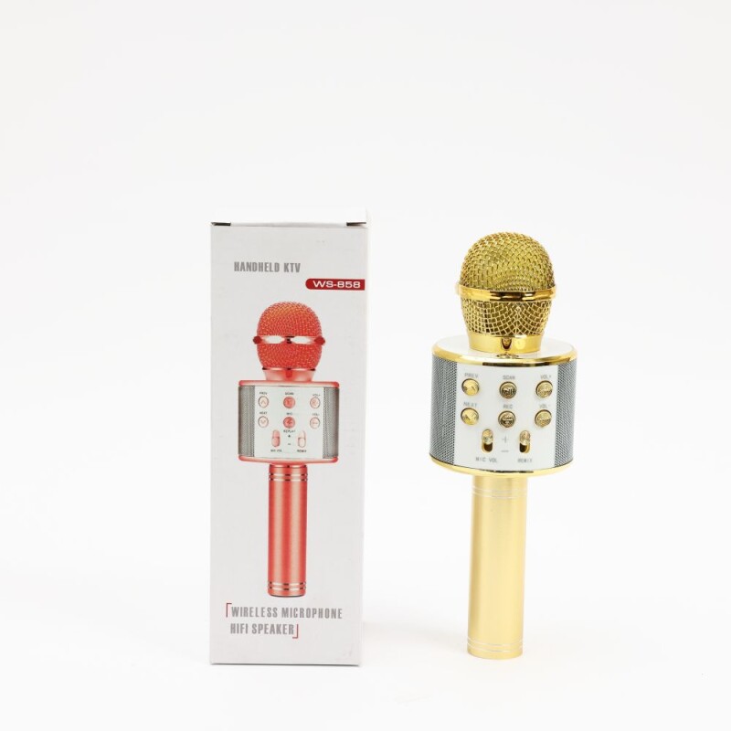 Micrófono WS858 económico con parlante y luces infantil DORADO Micrófono WS858 económico con parlante y luces infantil DORADO