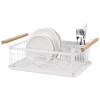 Escurridor de Platos en Metal con Asas de Madera Blanco