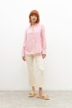 Camisa rayada oversize rosa melange