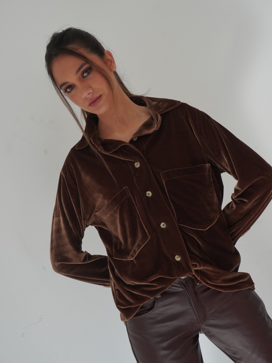 Velvet Shirt con Puño - Chocolate 