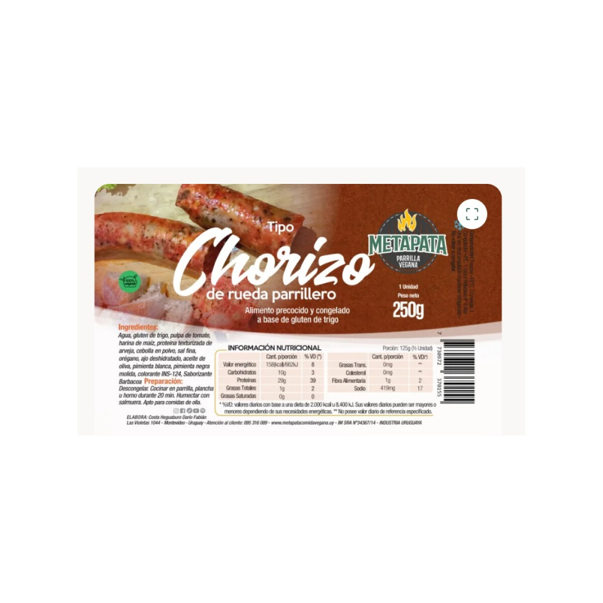 Chorizo de rueda parrillero 250g Metapata 
