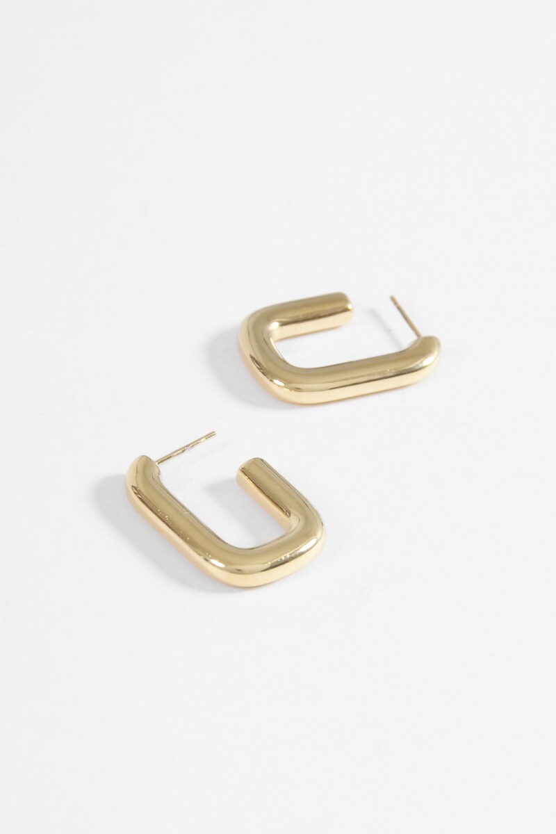 Aros acero rectangulares dorado